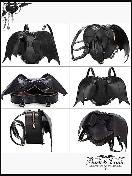 Bat Wings Gothic Backpack Daypack Lace Lolita Bag Faux Leather